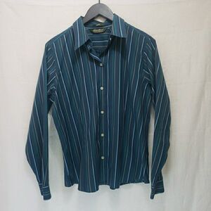 Eddie Bauer Stretch Button Up Dress Shirt Women's L Green Wrinkle Resistant